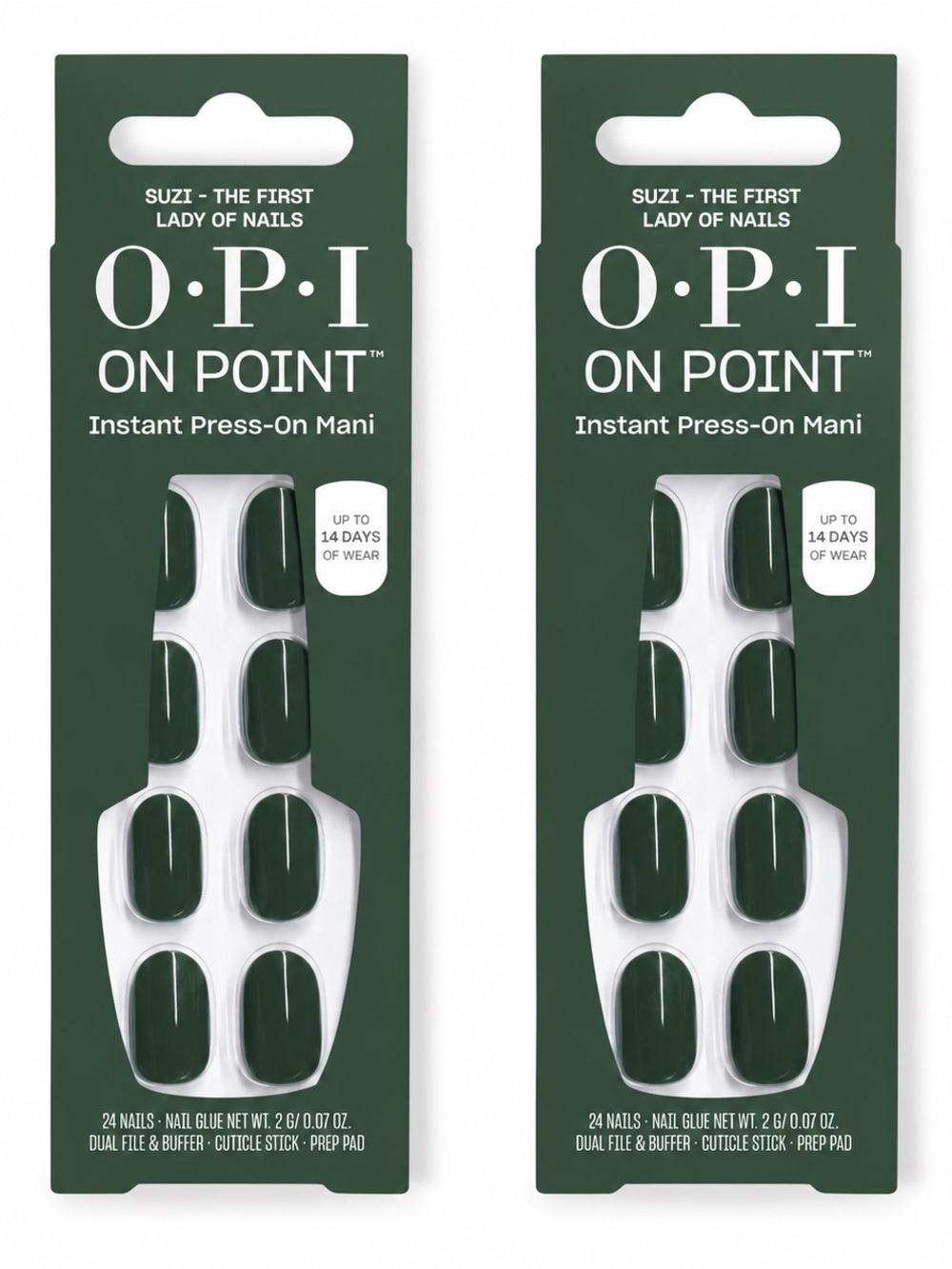 OPI On Point Press-On Nail Kits Suzi the First Lady of Nails Dark Green Set of 2
